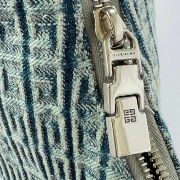 Givenchy 4G Logo Small Moon Cut Out Hobo Tote Handbag Denim Blue Shoulder Purse - Picture 16 of 17